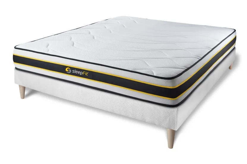 Ensemble Matelas Sommier 140x220 cm - Sommier Blanc (en kit) - Flexy