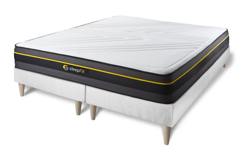 Ensemble Matelas Sommier 200x200 cm - 2 Sommiers Blanc - Active