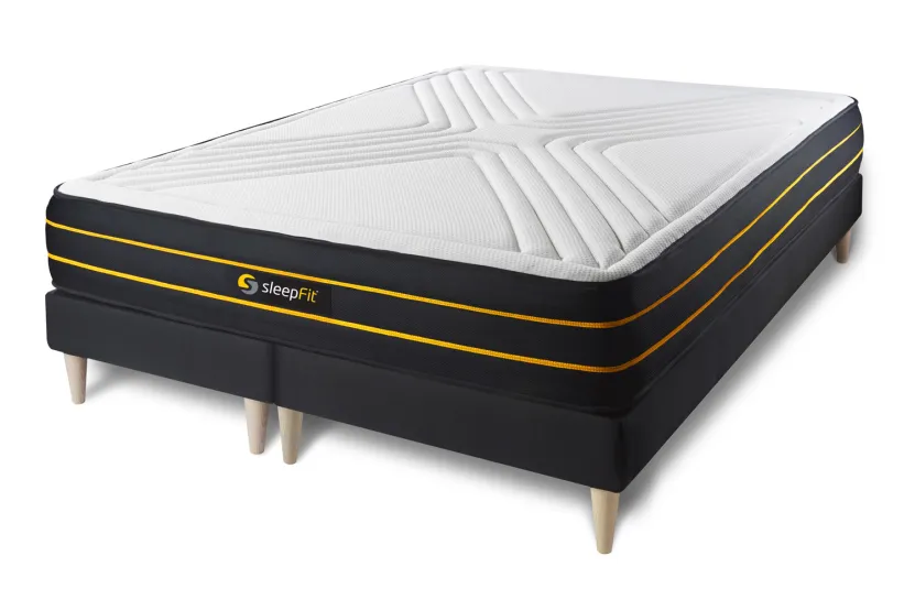 Ensemble Matelas Sommier 180x200 cm - 2 Sommiers Noir - Ultra