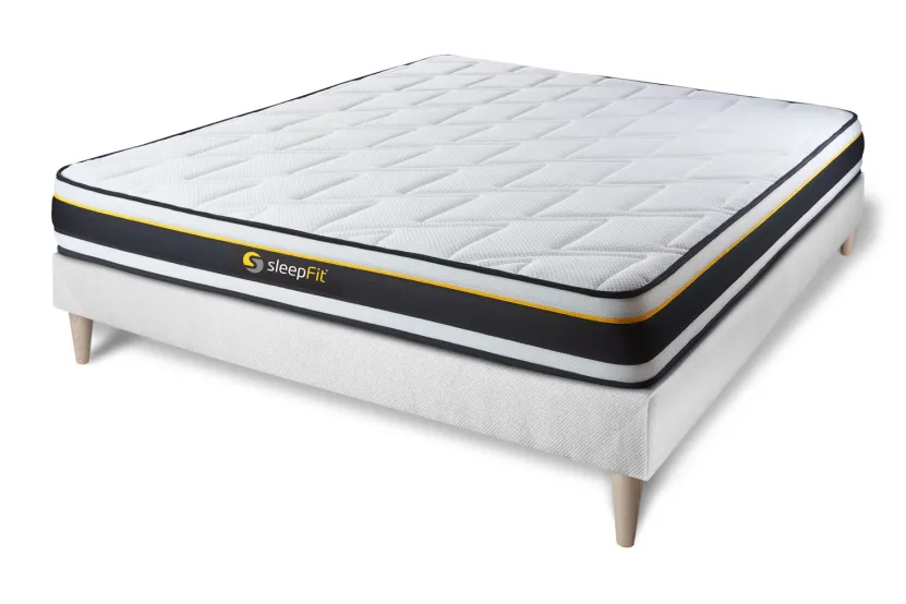 Ensemble Matelas Sommier 135x190 cm - Sommier Blanc (en kit) - Soft