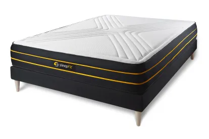 Ensemble Matelas Sommier 120x220 cm - Sommier Noir (en kit) - Ultra