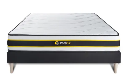 Ensemble Matelas Sommier 130x210 cm - Sommier Noir (en kit) - Flexy