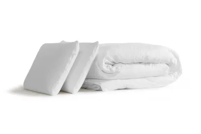 Pack lit complet 140x190 cm - Matelas + Sommier Blanc + 2 oreillers + Couette - Ultra