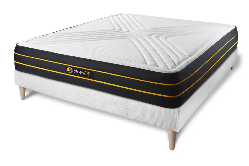 Ensemble Matelas Sommier 140x190 cm - Sommier Blanc (déjà monté) - Ultra