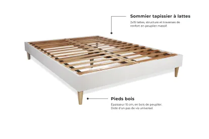 Ensemble Matelas Sommier 200x200 cm - Sommier Blanc (en kit) - Flexy