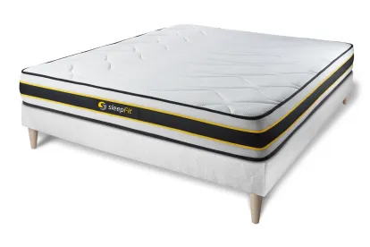 Ensemble Matelas Sommier 200x200 cm - Sommier Blanc (en kit) - Flexy